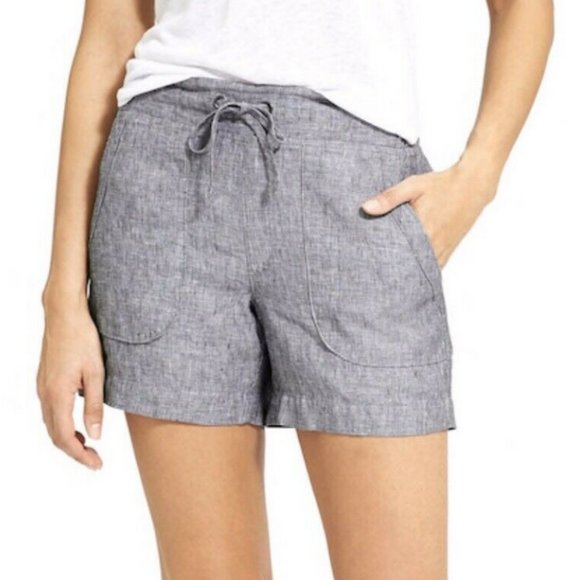 Athleta 100% Linen Heathered Flint Grey Shorts - 0 - Picture 2 of 11